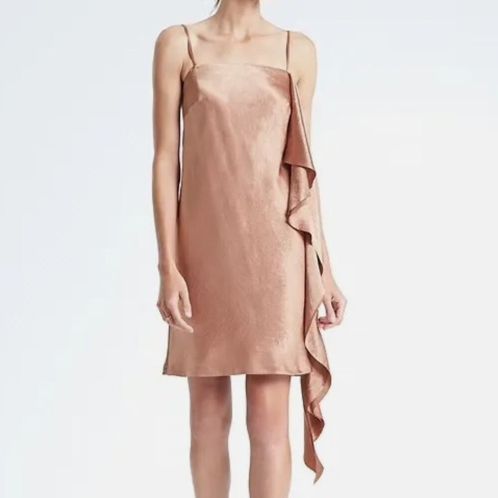 Banana Republic Heritage Collection Dress‎ XS NWT Side Ruffle Satin Cocktail